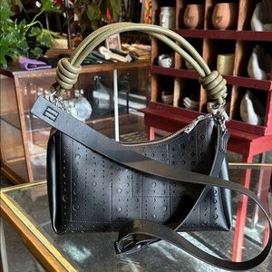Desigual Black Medium 3D Embossed Vegan Leather Crossbody Bag.